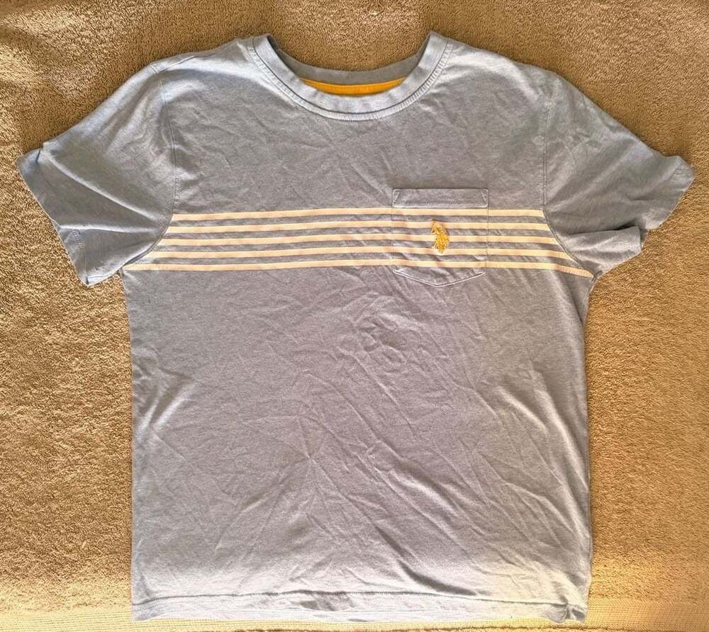 U.S. Polo Assn. Blue Striped Pocket T-Shirt Size XL 14-16
